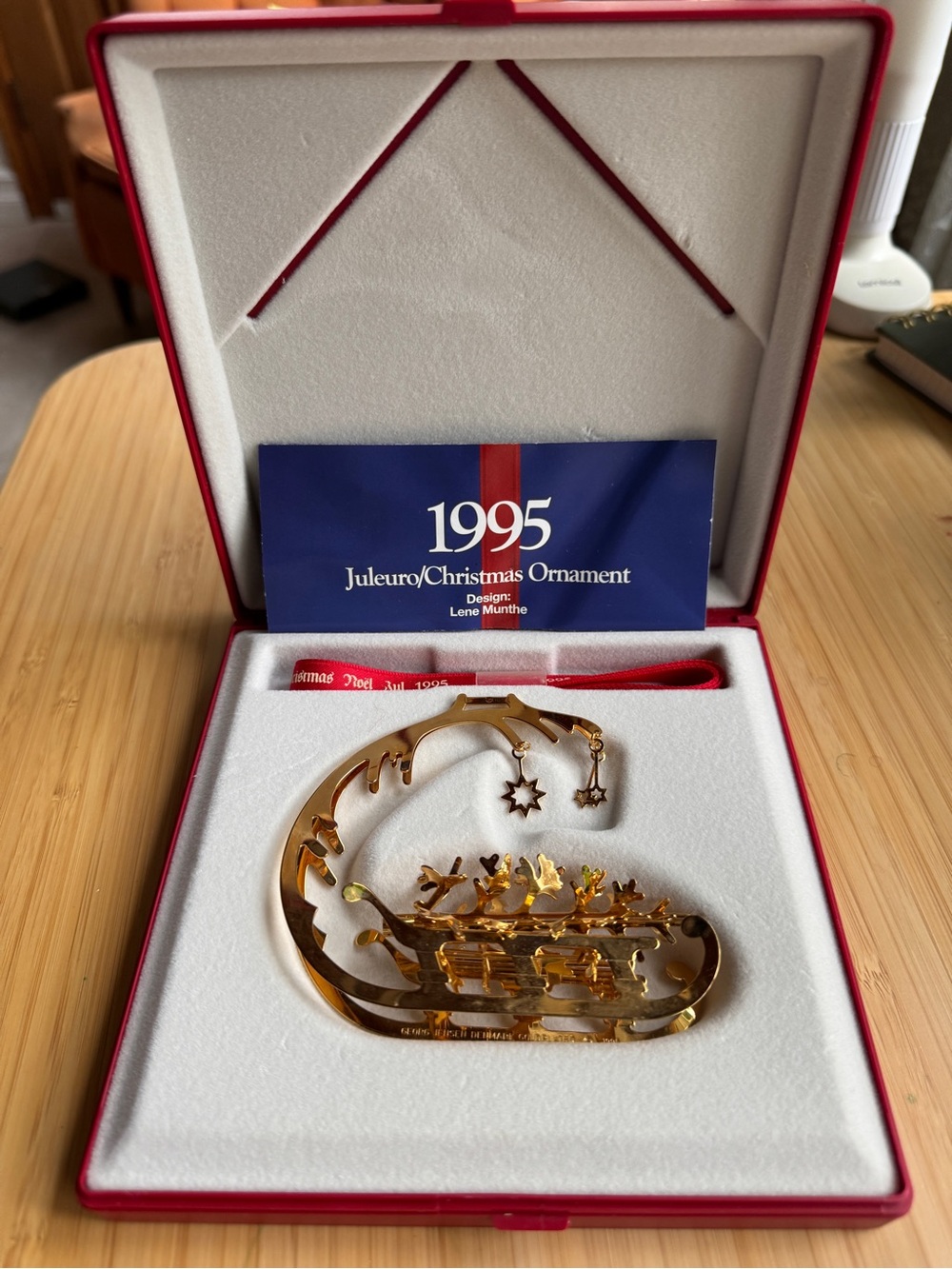 1995 Georg Jensen Gold Plated “Christmas Sleigh” Christmas Ornament